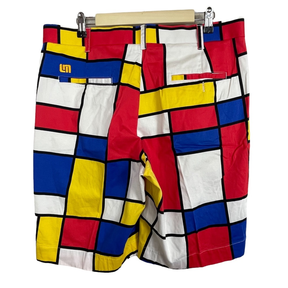 Loudmouth Golf Shorts Men's size 36 Color Block Red Black Blue Yellow - Picture 3 of 7